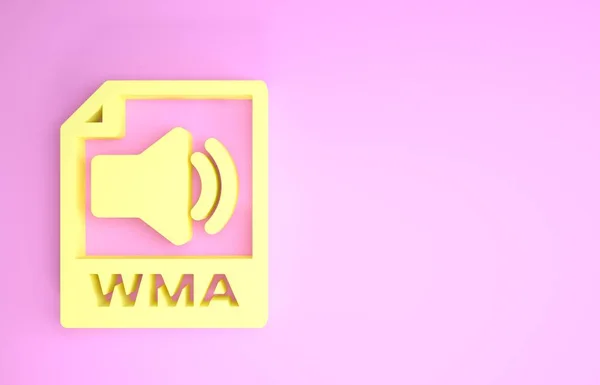 Żółty dokument Wma. Pobierz ikonę przycisku wma izolowane na różowym tle. Symbol pliku Wma. Znak formatu Wma. Koncepcja minimalizmu. Ilustracja 3d — Zdjęcie stockowe