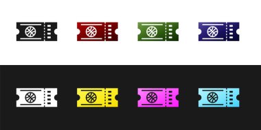 Basketbol bileti simgesini siyah ve beyaz arka planda izole et. Vektör İllüstrasyonu