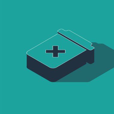 Isometric Çöp kutusu simgesi yeşil arkaplanda izole edildi. Simgeyi sil. Çöp kutusu tabelası. Sepet simgesini geri dönüştür. Ofis çöpü ikonu. Vektör İllüstrasyonu