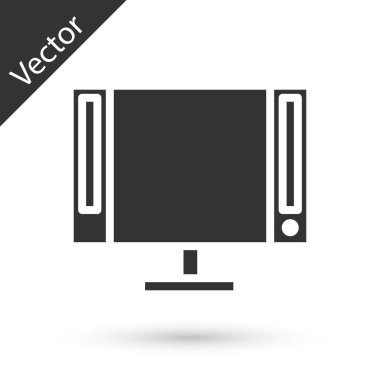 Gri Akıllı TV simgesi beyaz arkaplanda izole edildi. Televizyon tabelası. Vektör İllüstrasyonu