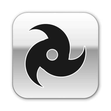 Siyah Tornado simgesi beyaz arkaplanda izole edildi. Kasırga, kasırga, fırtına bacası, kasırga ya da hortum ikonu. Gümüş kare düğme. Vektör İllüstrasyonu