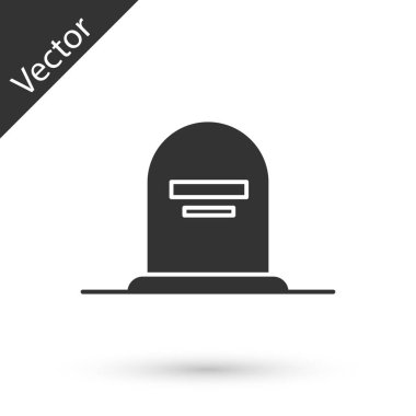 Gri Tombstone üzerinde yazılı RIP ile beyaz arka plan üzerinde izole simgesi. Mezar simgesi. Vektör çizim