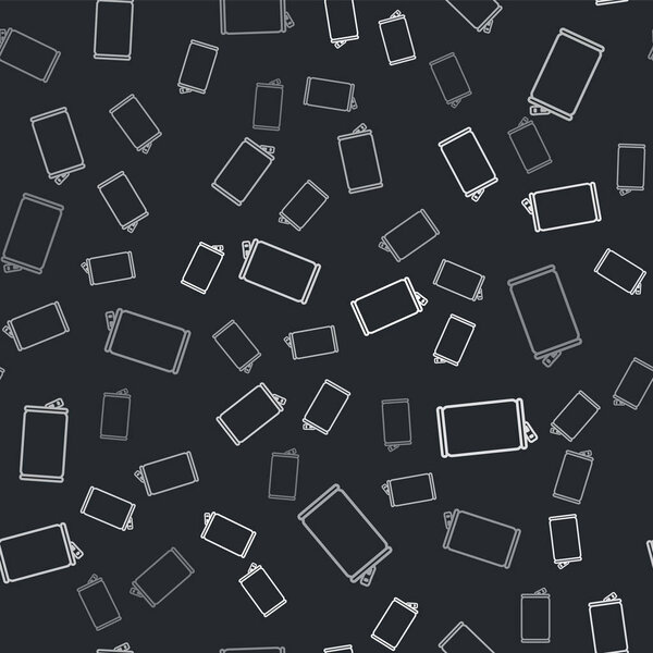 Grey Aluminum can icon isolated seamless pattern on black background. Vector Illustration