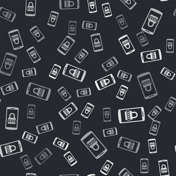 Gris Téléphone Portable Icône Protection Mot Passe Isolé Motif Sans — Image vectorielle