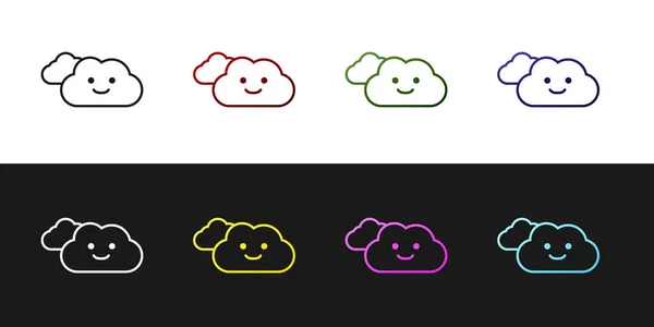 Set Cloud icon isolated on black and white background. Vector Illustration — Stock Vector