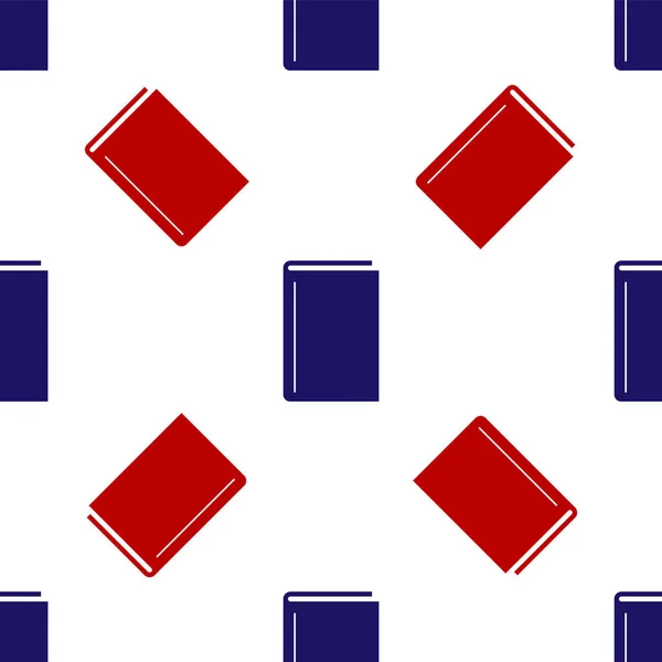 Blauw Rood Boek Icoon Geïsoleerd Naadloos Patroon Witte Achtergrond Vector — Stockvector