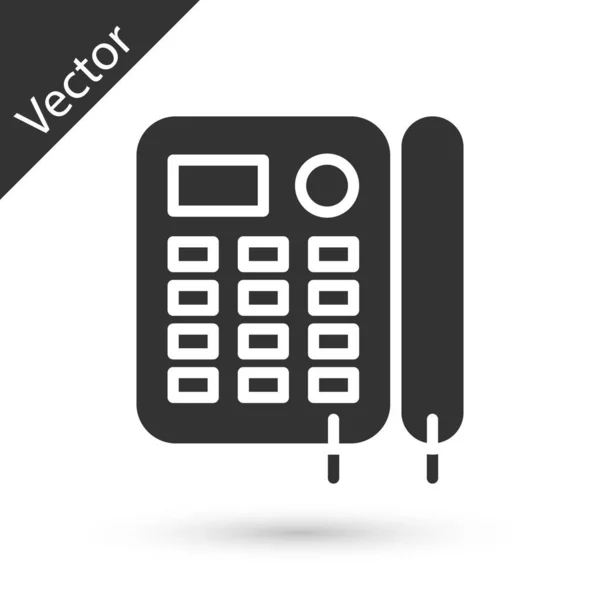 Grey Telephone icon isolated on white background. Landline phone. Vector Illustration — Stock Vector