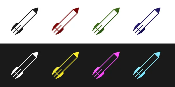 Raketensymbol isoliert auf schwarzem und weißem Hintergrund. Vektorillustration — Stockvektor