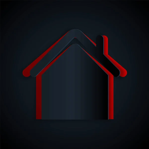 Papírvágás House ikon elszigetelt fekete háttérrel. Otthon szimbólum. Papírművészeti stílus. Vektorillusztráció — Stock Vector