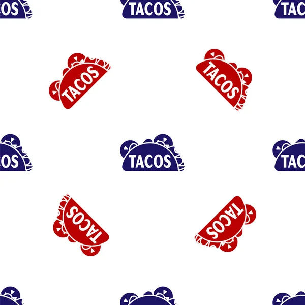 Taco Azul Vermelho Com Ícone Tortilla Isolado Padrão Sem Costura —  Vetores de Stock