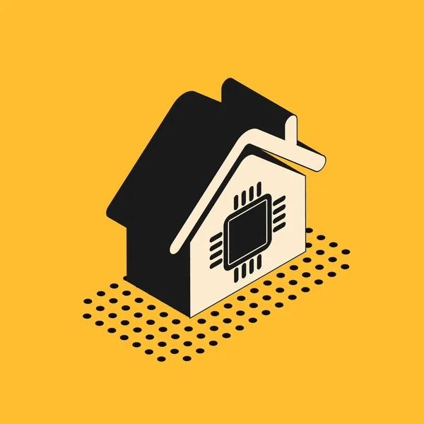 Isometric Smart home icon isolated on yellow background. Remote control. Vector Illustration — 스톡 벡터