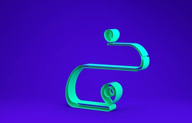 Yeşil Yol konum simgesi mavi arkaplanda izole edildi. Harita işaretçisi işareti. Yol ya da yol kavramı. GPS yön bulucu. Minimalizm kavramı. 3d illüstrasyon 3d canlandırma