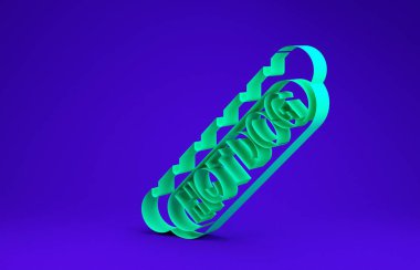 Yeşil Hotdog sandviç ikonu mavi arkaplanda izole edildi. Sosis ikonu. Fast food burcu. Minimalizm kavramı. 3d illüstrasyon 3B canlandırma