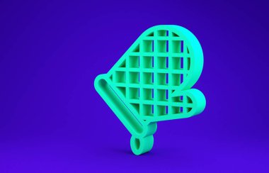 Yeşil fırın eldiveni simgesi mavi arkaplanda izole edildi. Mutfak tutacağı işareti. Yemek eldiveni. Minimalizm kavramı. 3d illüstrasyon 3B canlandırma