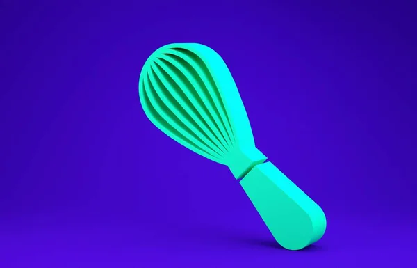 Πράσινο εικονίδιο χτυπήματος κουζίνας απομονωμένο σε μπλε φόντο. Μαγειρικό σκεύος, χτυπητής αυγών. Σημάδι για μαχαιροπίρουνα. Σύμβολο μίξης τροφίμων. Μινιμαλιστική έννοια. 3d απεικόνιση 3D καθιστούν — Φωτογραφία Αρχείου
