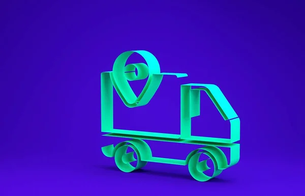 Grön leverans spårnings ikon isolerad på blå bakgrund. Paketspårning. Minimalistiskt koncept. 3D-återgivning för 3D — Stockfoto