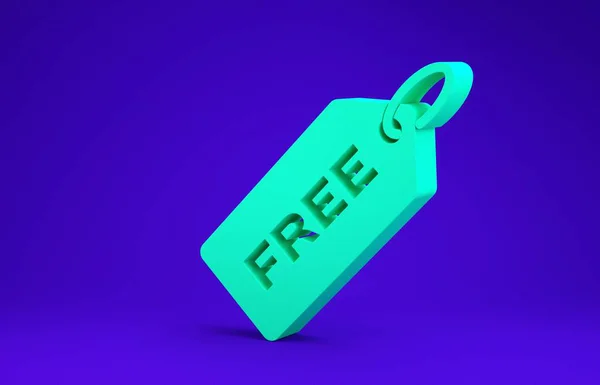 Green Price etiqueta con una inscripción Icono libre aislado sobre fondo azul. Insignia por precio. Descuento de etiqueta promocional. Concepto minimalista. 3D ilustración 3D render — Foto de Stock