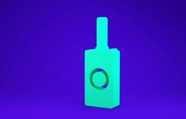 青の背景に隔離された緑のリモートコントロールアイコン。最小限の概念。3Dイラスト3Dレンダリング — ストック写真