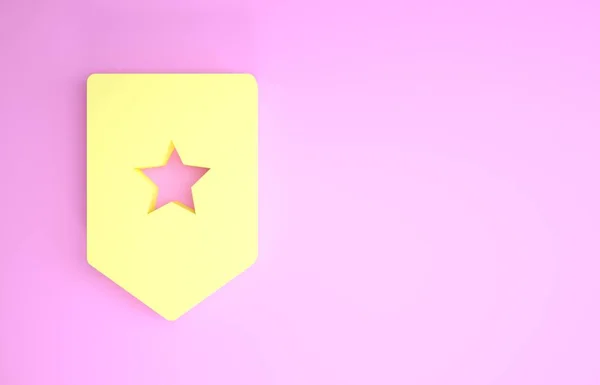 Gele Chevron icoon geïsoleerd op roze achtergrond. Militaire badge teken. Minimalisme concept. 3d illustratie 3d renderen — Stockfoto