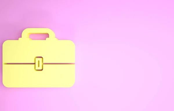 Sárga Toolbox ikon elszigetelt rózsaszín háttérrel. Szerszámdoboz jel. Minimalizmus koncepció. 3d illusztráció 3d render — Stock Fotó