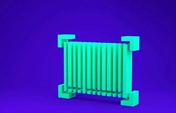 Ícone de código de barras verde isolado no fundo azul. Conceito de minimalismo. 3D ilustração 3D render — Fotografia de Stock