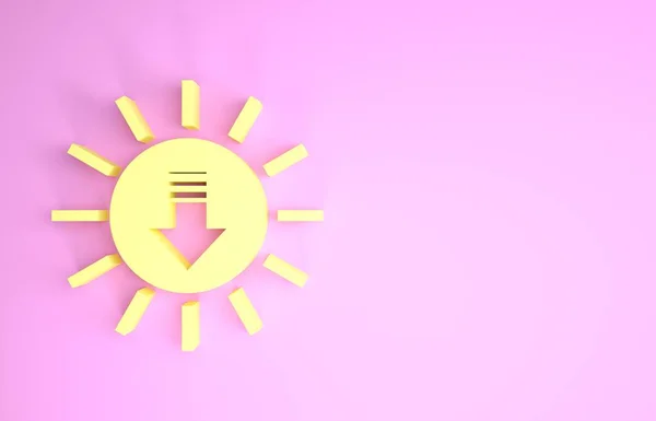 Ікона Yellow Sunset ізольована на рожевому фоні. Концепція мінімалізму. 3d Illustrated 3d render — стокове фото