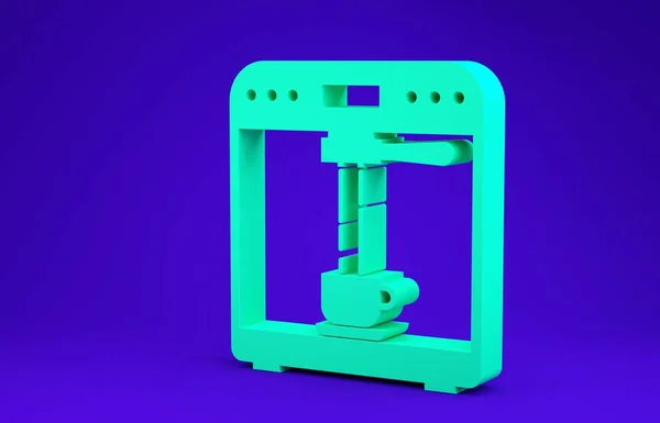 Máquina de café verde e ícone xícara de café isolado no fundo azul. Conceito de minimalismo. 3D ilustração 3D render — Fotografia de Stock