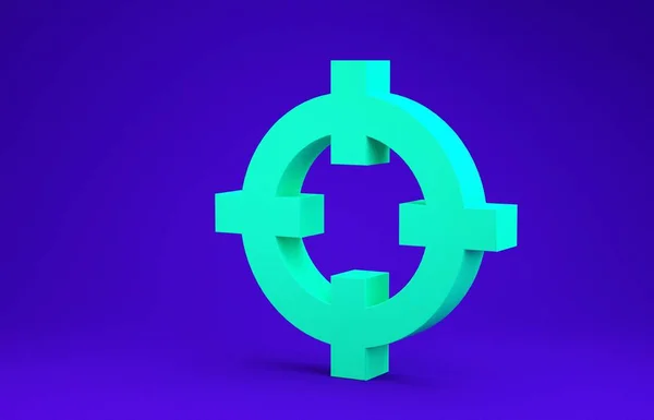 Grüne Zielsportart für den Schießwettbewerb Symbol isoliert auf blauem Hintergrund. saubere Scheibe mit Ziffern für Schießstand oder Schießen. Minimalismus-Konzept. 3D Illustration 3D Renderer — Stockfoto