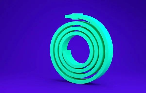 Зелений сад або ікона пожежного шлангу ізольована на синьому тлі. Ікона спрею. Водяне обладнання. Концепція мінімалізму. 3d Illustrated 3d render — стокове фото