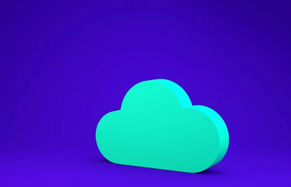 緑の雲のアイコンは青の背景に隔離された。最小限の概念。3Dイラスト3Dレンダリング — ストック写真