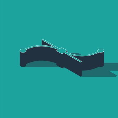 Isometric Bezier eğrisi simgesi yeşil arkaplanda izole edildi. Kalem aracı simgesi. Vektör İllüstrasyonu