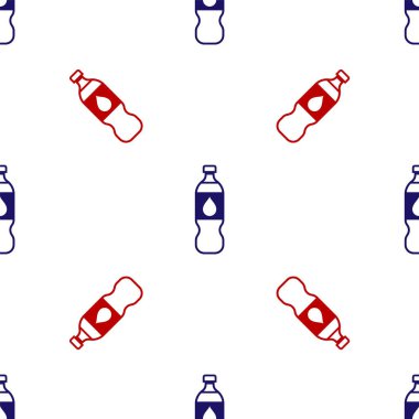 Mavi ve kırmızı ikon su şişesi beyaz arka planda izole edilmiş pürüzsüz desen. Soda su içme tabelası. Vektör İllüstrasyonu