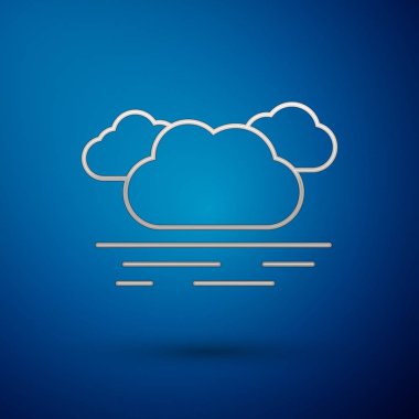 Silver Cloud simgesi mavi arka planda yalıtılmış. Vektör Illustration