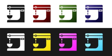 Elektrik karıştırıcı simgesini siyah ve beyaz arkaplanda izole et. Mutfak blenderi. Vektör İllüstrasyonu