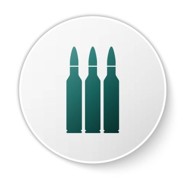 Yeşil Kurşun simgesi beyaz arkaplanda izole edildi. Beyaz daire düğmesi. Vektör İllüstrasyonu