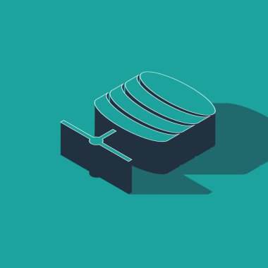 Isometric Sunucu, Data, Web sunucu simgesi yeşil arkaplanda izole edildi. Vektör İllüstrasyonu