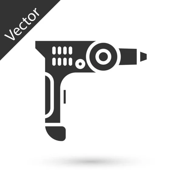 Grey Electric drill machine icon isolated on white background. Repair tool. Vector Illustration — Stock Vector
