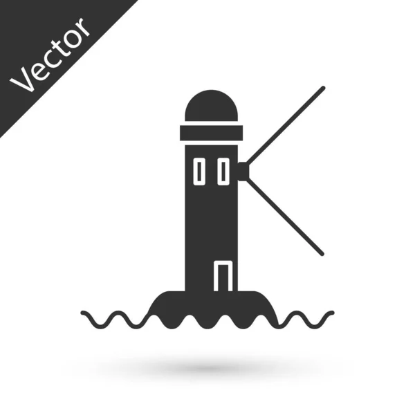 Graues Leuchtturm-Symbol isoliert auf weißem Hintergrund. Vektorillustration — Stockvektor