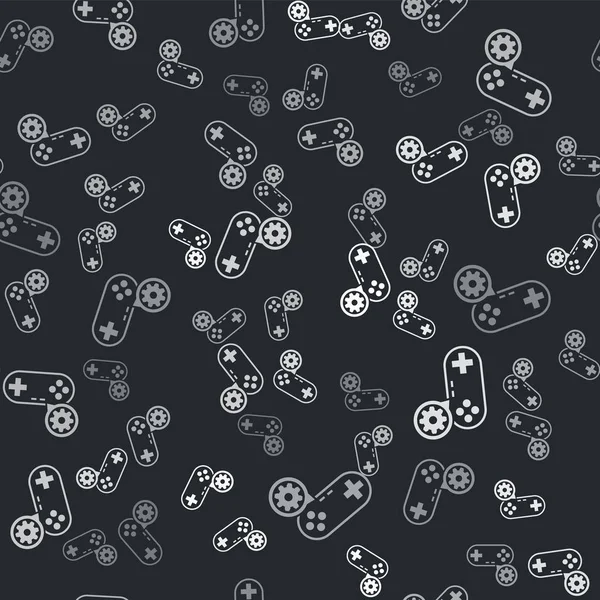 Gamepad Gris Icône Engrenage Isolé Motif Sans Couture Sur Fond — Image vectorielle