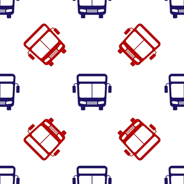 파란색 빨간색 버스의 아이콘은 배경에서 바다없는 패턴을 했습니다 표지판 관광이나 — 스톡 벡터