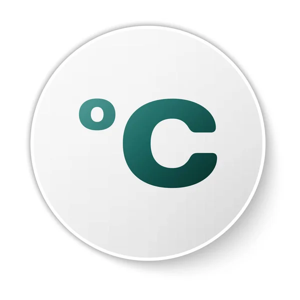 Icône Celsius verte isolée sur fond blanc. Bouton rond blanc. Illustration vectorielle — Image vectorielle