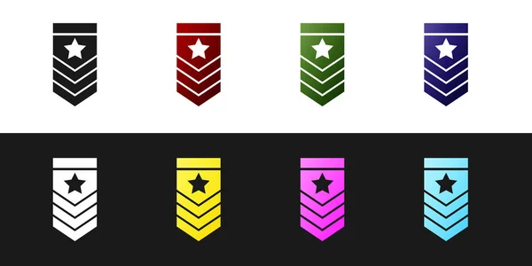 Sembol simgesini siyah beyaz arkaplanda izole et. Askeri rozet işareti. Vektör İllüstrasyonu — Stok Vektör