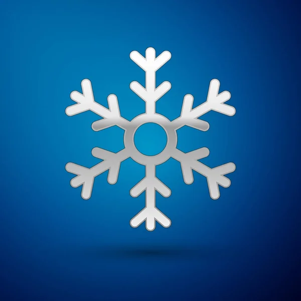 Silver Snowflake icoon geïsoleerd op blauwe achtergrond. Vector Illustratie — Stockvector
