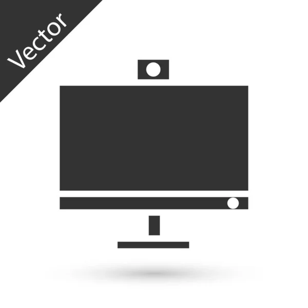 Icono de monitor de computadora gris aislado sobre fondo blanco. Signo de componente PC. Ilustración vectorial — Vector de stock