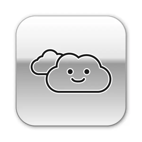 Black Cloud icoon geïsoleerd op witte achtergrond. Zilveren vierkante knop. Vector Illustratie — Stockvector