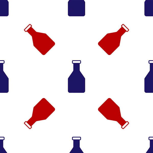 Icône de bouteille de ketchup bleu et rouge motif isolé sans couture sur fond blanc. Illustration vectorielle — Image vectorielle