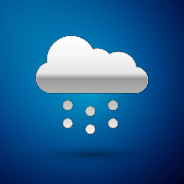 Silver Cloud elszigetelt kék háttér hó ikonnal. A felhő a hópelyhek. Egyetlen Időjárás ikon. Havazás jele. Vektoros illusztráció — Stock Vector