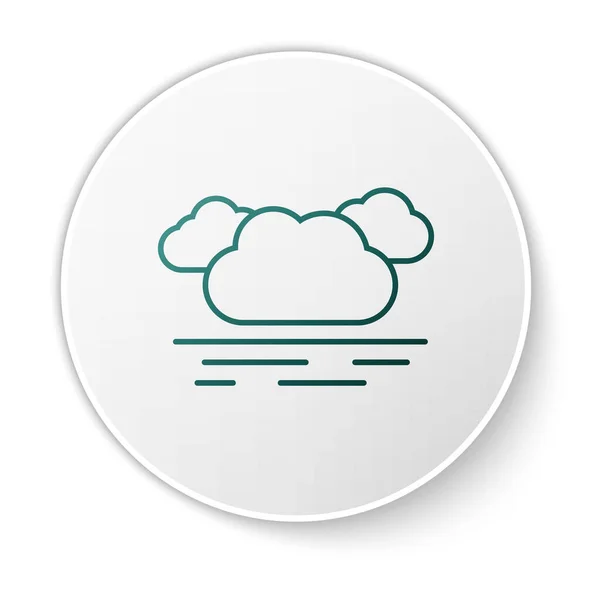 Green Cloud icon isolated on white background. White circle button. Vector Illustration — Stock Vector