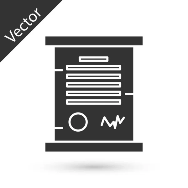 Decreto gris, papel, pergamino, icono de desplazamiento aislado sobre fondo blanco. Ilustración vectorial — Vector de stock