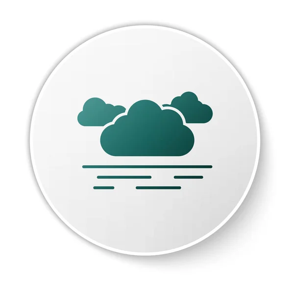 Icono de Nube Verde aislado sobre fondo blanco. Botón círculo blanco. Ilustración vectorial — Archivo Imágenes Vectoriales